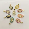 Anhänger Halsketten Design Emaille Jungfrau Maria Anhänger Religion Metall Oval kleiner Charm Schmuck, der DIY Halskette Ohrringe Accessoires macht