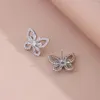 Hänghalsband glittrande zirkonfjärilar örhängen för kvinnor temperament mode 316l rostfritt stål kvinnliga smycken set grossist