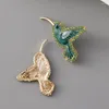 Boucles d'oreilles en alliage pour femmes, grande couleur, strass brillant, cristal, colibri, déclaration scintillante, cadeau Sh, accessoires bijoux