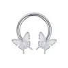 8PCS Stainless Steel Oil Dripping Butterfly Nose Ring Glitter Nose Ring Ear Bone Ring Horseshoe Ring Women's Piercing Jewelry