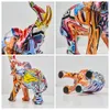 Graffiti Colorful Painting Elephant Sculpture Figurine Art Elephant Statue Creative Resin Crafts Home Porch Desktop Decor 231220