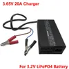 Laddare 3.65V 20A LIFEPO4 Fast Charger 1S 3.2V 3.3V LFP Energi lagring Solar järnfosfat RV Batterifattcell Smart laddare 3.65 Volt