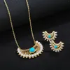 Ketting oorbellen set vintage geschulpte saffier parel vrouwen etnische stijl sieraden mode bruids dubai accessoire