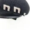 Diamond Berets Women Designer Black Letter Hats Fashion Trendy Thick Walking Cap