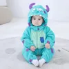 Sully Monster kostuum babykleding Halloween cosplay warme pyjama dier rompertjes Kigurumis winter outfit jongen meisje romper 231220