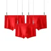Cuecas costurando modal roupa interior boxer shorts grande vermelho confortável respirável boxers de casamento homem uma obrigação para homem resistente