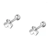 Boucles d'oreilles en argent sterling 925 en métal à trois feuilles pour filles, tempérament, plante à vis, mode coréenne, bijoux pour dames