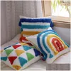 Cushion/Decorative Pillow Pillow Rainbow Decoration Er Morocco Style Colorf 45X45Cm/30X50Cm Tassels Handmade Home Decorative Drop Deli Dhkdu