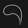 Klassische anfängliche Halskette Frauen ein Z -Buchstaben Anhänger Schaltverschluss 6mm Imitation Perlen für Schmuck Geschenk 231221