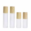 Wood Grain Plastic Cap 5ml 10ml Frosted Glass Roll On Bottles with Stainless Steel Roller Ball for Essential Oil Lip Balms Odlco