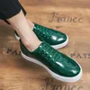 Zielone lustrzane buty dla mężczyzn brogues brokat skóra swobodne koronkowe mieszkania bussiness zapatos de hombre 231221