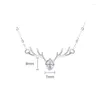 Pendants Cute Crystal Deer Pendant Necklace For Girls Anniversary Gift Fashion Sterling S925 Silver Clavicle Women Jewelry