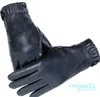 Gants de luxe bouton poignet solide en cuir authentique gants de conduite hivernale mâle