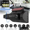 Autres appareils électroniques 1080p WiFi Dash Cam à l'intérieur et à l'arrière Intérieur 3 Cameras avec GPS Dual Lens Car DVR Night Dashcam Vehicle Drop Drop Dh7oa