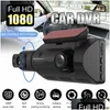 إلكترونيات أخرى 1080p WiFi Dash Cam كاميرات الأمامية والداخل الخلفي 3 مع GPS Dual Lens DVR Night Dashcam Camera Drop DH7OA