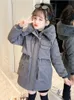 Vexe en velours en peluche Jacket Girls Cabille à capuche Hiverwear Outord Tenage Kid Parka Snowne Suite à l'extérieur Vêtements de coton décontracté 231221