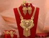 Luxury 24k Dubai Jewelry Set Gold Color African Wedding Presents Bridal Armband Halsbandörhängen Ring Smycken Set för kvinnor 21129267862