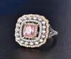 Pierścionki ślubne dla kobiet srebrne s925 Sterling Fine Biżuteria Pink Topaz Square Luksusowy pierścionek zaręczynowy Rinngen Akcesoria S1815802398