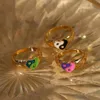 Cluster Rings Y2K Jewelry Gold-plated Moon Sun Heart Yin Yang Ring For Women Vintage Punk Fashion Poker Charms 90s Aesthetic2475