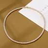 Pendant Necklaces Trendy 4mm Lab Diamond Necklace White Gold Filled Party Wedding For Women Bridal Tennis Chocker Jewelry Gift 2213112