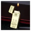 Lighters Luxury Compact Gas Lighter Inflated Butane Blion Refill Grinding Wheel Bar Gold Brick Metal Smoking Accessories Drop Delive Dh5Tm