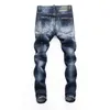 Street mode män jeans högkvalitativ retro blå elastisk smal fit rippade jeans män broderi designer denim märke byxor hombre 231220