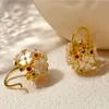 Charmante Frauen Ohrringe 18K Gelbgold Blumenkorb Hoops Ohrringe Schmuck für die Party Hochzeit Schönes Geschenk