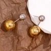 Stud Earrings Trendy PVD Gold Plated Ball Dangle Drop Stainless Steel For Women