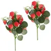 Fleurs décoratives fleur de fraise artificielle noël fausses tiges réalistes fausses branches de bouquet de fruits