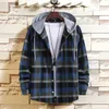 Automne Men Plaid Shirt Hooded à manches longues Loose Casual Hoodie Top Tend Trend Shirts Sweatshirt Mens Clothing Streetwear 231221