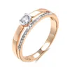 Kinel Luxury Natural Zircon Rings for Women 585 Rose Gold Silver Color Mix Configuração Slim Design Diário Jóias de Casamento no noivo 231221