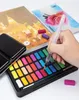 Ensemble de peinture aquarelle solide 12182436 couleurs, boîte métallique Portable avec stylo, étudiant professionnel, peinture, fournitures scolaires d'art 7506037