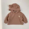 Spring Boy Bebek Ayı Kapşonlu Sweatshirt Toddler Kızlar Pamuk Giysileri Nakış Üstleri Çocuk Hoodies Dış Giyim 231220