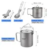 Kitchen Lixada Titanium 750 ml garnku camping zastawa stołowa 420 ml kubek wodny składanie Spork na zewnątrz Zestaw naczyń kuchennych