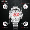 CWP 2021 WEIDE Reloj Hombre Deporte Luz trasera Pantalla LED Alarma analógica Fecha automática Ejército militar Correa de acero inoxidable Cuarzo Relogio Ma282r