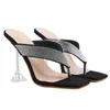 Slippers Summer Women Fashion Sandals Open Toe Crystal High Heels Shoes Transparent Diamond 9CM Pumps Flip Flop