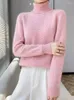 Kobiety swetry dla kobiet mody wełniane merynosowe topy sweter turtleck pełny rękaw wiosna zima gruba gęsto odzieżowa dzianiny