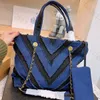 V Pattern Designer Sac Nouveau grand sac fourre-tout Denim Bouteaux bleus Sacs avec portefeuilles Sacs de bobal