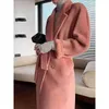 Women's Fur Faux Fur Women's Fur Faux Fur High-end Alpaca Coat Women Camel Mid-length Wool Jacket Female Winter Thick White Lace-up Warm Double Breasted Suit Collar