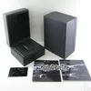 Hight Quality Black Leather Watch Box 전체 남성 여성 시계 원래 상자 인증서 카드 선물 종이 가방 PURETIME257N