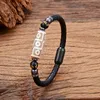 Bracelets de charme Bracelet ovale Tibetan Dzi Bracelet en pierre naturelle pour homme accessoires en cuir