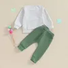 Kläduppsättningar småbarn Baby Boy St Patricks Day Outfit Clover Letter Sweatshirt T-shirt Topps Pants Set Spring Fall Clothes