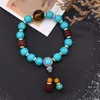 Strand Retro Gypsy Tibetan Ethnic Turquoise Beaded Bracelet For Women Bohemian Blue Stone Agate Charm Bead Bracelets Female Jewelry