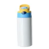 Raka muggar 12oz sublimering sippy cup rostfritt stål tomt diy vatten flask tumlare med halm lock flip topp flaskor lcfjo