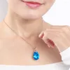 Chaînes Aquamarine Gemstones Pendentif Colliers pour femmes Bleu Cristal Rose Or Couleur Foulard Robe De Soirée Bijoux De Mode Bijoux Cadeaux