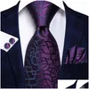 Bow Ties Hi-Tie Designer Elegant Mens Gentlemen Pueple Novelty For Men 2023 Business Slitte Handky Cufflinks Drop Delivery Fashion OT9UU