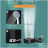 Bathroom Shower Heads New Shower Head Water Saving Black 5 Mode Adjustable High Pressure One-Key Stop Mas Eco Bathroom Accessories Dro Dhlkj