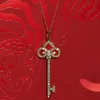 Designer Brand Tiffays New Limited 18K Rose Gold Key Necklace 925 Sterling Silver Red Agate sleutelbeen keten Vrouw geschenk