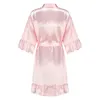 Damska odzież sutowa różowa panna młoda ślub ślub krótka szata w kąpiel kobiecie Kimono Yukata koszulki nocne Lady Sleepshirts Pajama Nigama Nightdress