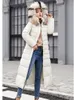 Вниз по хлопковому пальто Женщины длинная зимняя мода корейская стройная до колена меховой капюшона с капюшоном платковой шерсти теплота 231221